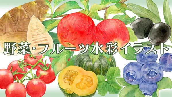 【ラフ修正無制限/構図から提案可】水彩で野菜・フルーツのイラストを描きます