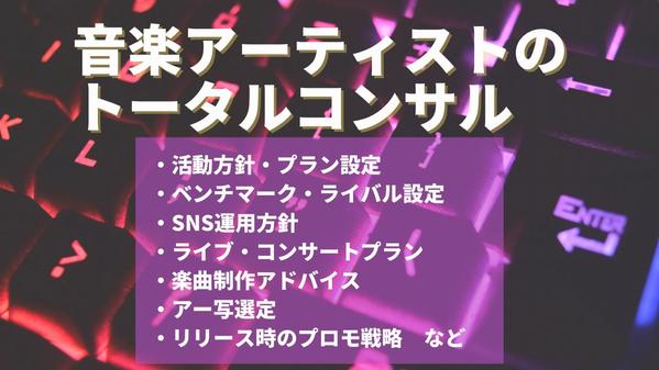 音楽アーティストの販売戦略、活動戦略、SNS戦略をコンサルします