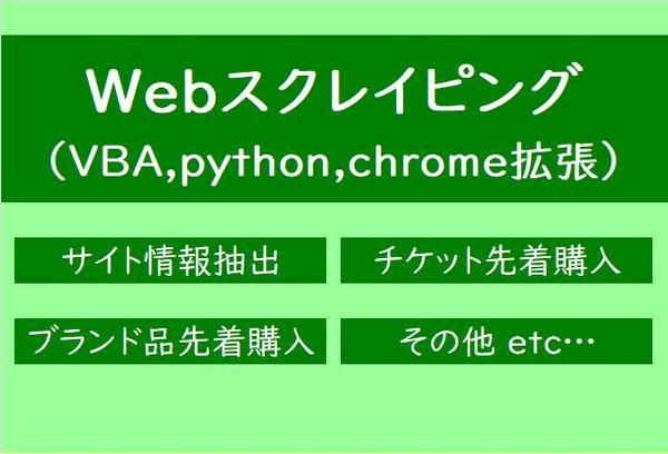 Webサイト情報抽出やチケット高速購入などのスクレイピングのご相談に乗ります