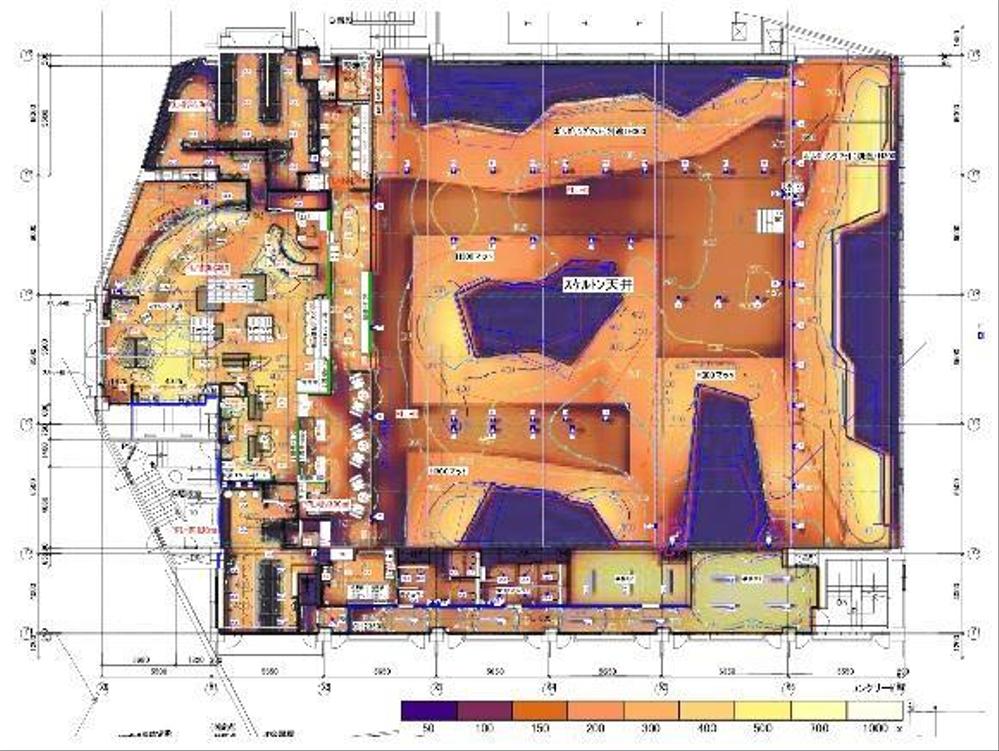 照明の明るさを可視化！屋内、屋外問わず照度分布図、作成致します