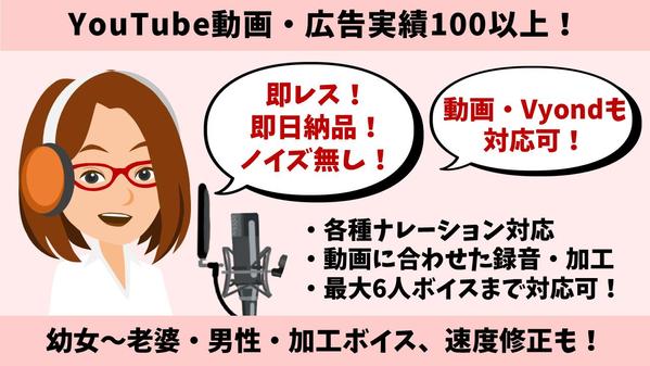 即日対応！ナレーション・キャラクターボイス・加工ボイスも対応いたします