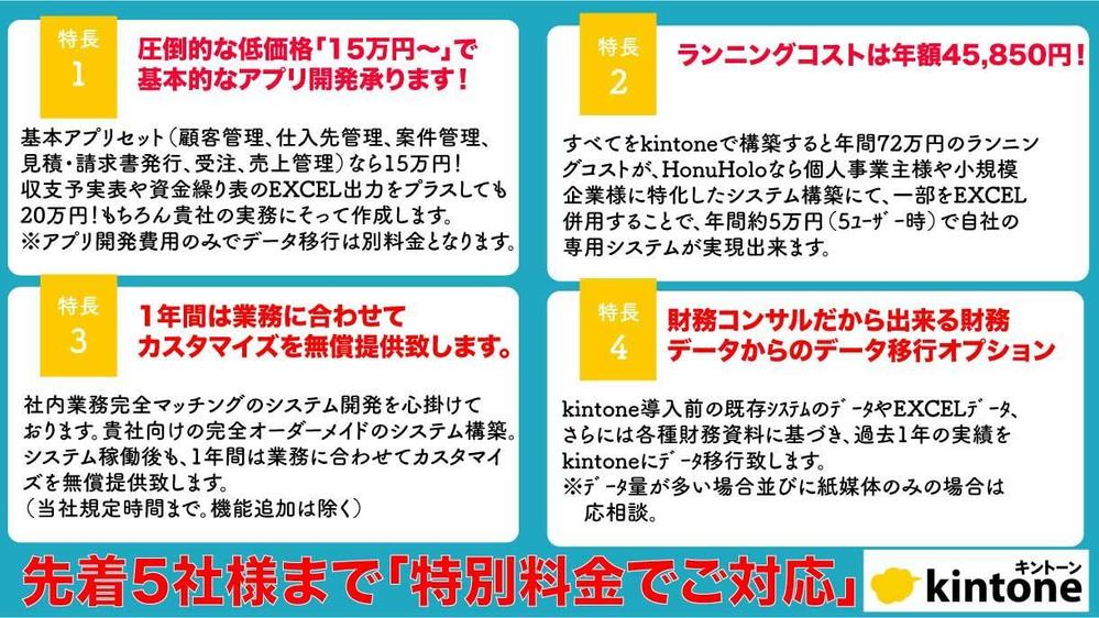 キントーン(kintone)開発！さらに1年間は無償カスタマイズ致します