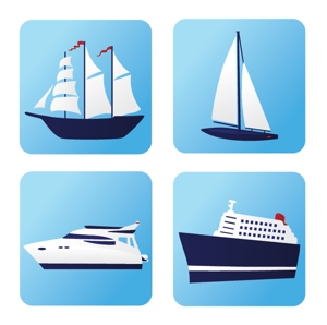 g.graphics ()さんの船各種の簡易アイコンデザイン（帆船・クルーザー・大型客船・ヨット）への提案