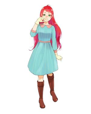 HARU (haru_kawakami)さんの人差し指で鼻の下をこする少女のキャラクターデザインへの提案