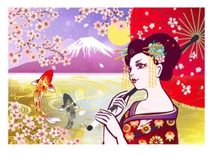 hiromiz (hirotomiz)さんの花魁の人物・桜、鯉、富士山等の背景イラストへの提案