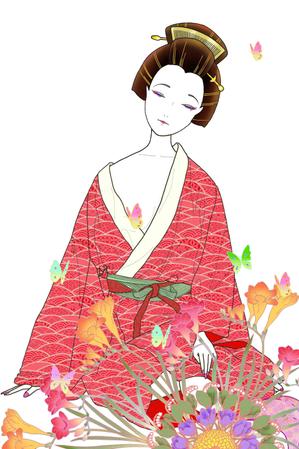 hideojoyabegin (hideojoya)さんの花魁の人物・桜、鯉、富士山等の背景イラストへの提案