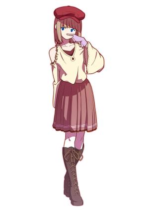 五七翔二／GoshichiShoji (konakona0307)さんの人差し指で鼻の下をこする少女のキャラクターデザインへの提案