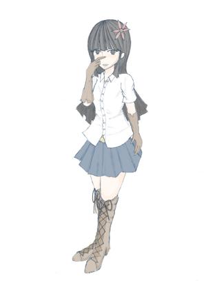 さんの人差し指で鼻の下をこする少女のキャラクターデザインへの提案
