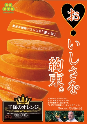 katakatax (mushijima)さんのおいしさを約束するオレンジのポスターデザインの依頼への提案
