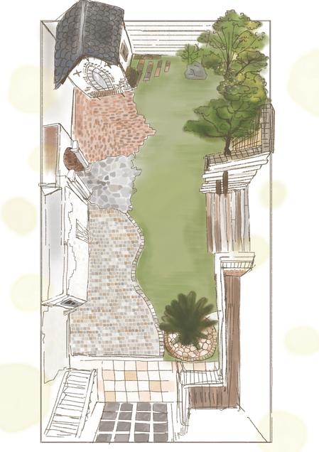 えほんポケット (sara2014)さんのフォトスタジオの庭のイラスト画の作画への提案