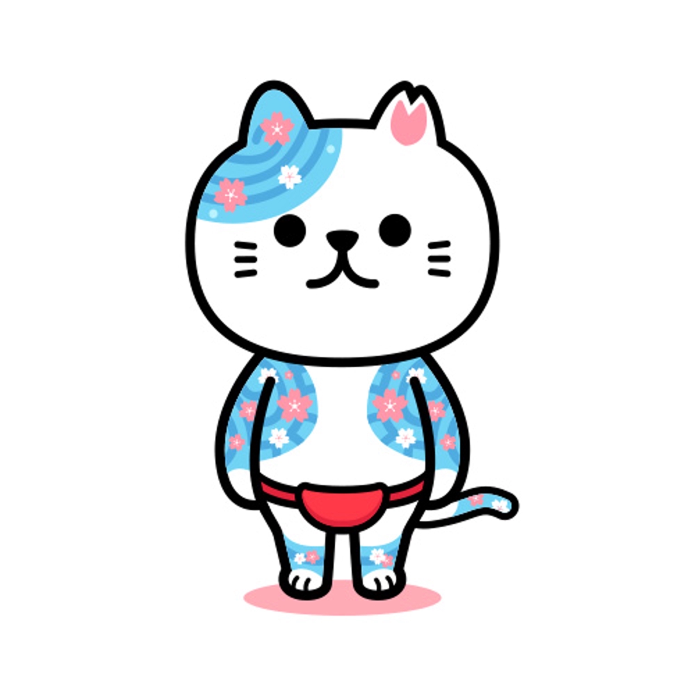刺青柄の猫のキャラクターデザイン