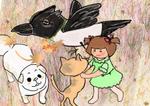 bun1さんの可愛い犬ペキニーズとカラスのイラスト、その他への提案