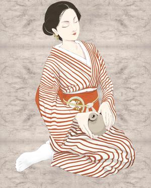OOONO (oooono)さんの着物姿の女性の美人画制作の依頼への提案