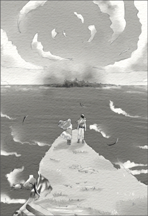 小織 (rock_candy)さんの小説の挿絵7点（若者と娘の冒険、ファンタジー、白黒）への提案