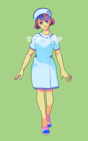 momo (hanamomochibi)さんのAIっぽい聡明なそうな女性のナースのキャラクターデザインへの提案