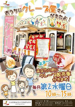 おのゆうこ (YukoKogita)さんの移動販売車でクレープの定期販売の提案と告知のPOPへの提案