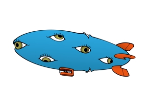KIYUSAI ()さんのたくさんの目がついた漫画チックな飛行船のイラストへの提案