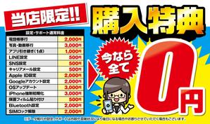 まっちゃ (nemomomo)さんの携帯ショップの店内の文字　看板　サイズ　データ文字あり　　お願いします。　への提案