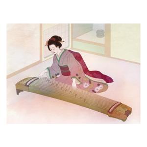 tomotomosho (tomotomosho)さんの江戸時代についての郷土歴史書の挿絵：江戸時代風なイラスト（着物姿の女性が琴を弾いているイラスト）への提案