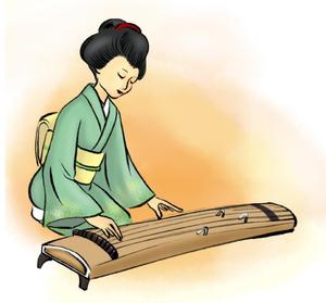 AKIKO (akikonpeitou123)さんの江戸時代についての郷土歴史書の挿絵：江戸時代風なイラスト（着物姿の女性が琴を弾いているイラスト）への提案