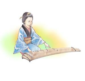 伏見　宮子 (gongzi)さんの江戸時代についての郷土歴史書の挿絵：江戸時代風なイラスト（着物姿の女性が琴を弾いているイラスト）への提案