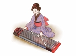 hakka (hakka)さんの江戸時代についての郷土歴史書の挿絵：江戸時代風なイラスト（着物姿の女性が琴を弾いているイラスト）への提案