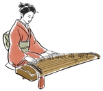 zubowrumaさんの江戸時代についての郷土歴史書の挿絵：江戸時代風なイラスト（着物姿の女性が琴を弾いているイラスト）への提案
