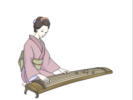 江戸時代についての郷土歴史書の挿絵 江戸時代風なイラスト 着物姿の