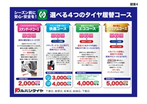 HIGAORI (higaori)さんのタイヤ販売店のタイヤ履き替え時（夏⇔冬）のメニュー表作成依頼への提案