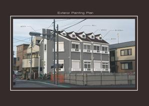 M+DESIGN WORKS (msyiea)さんの築古アパートの外壁塗装色デザイン作成への提案