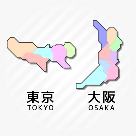 Buchiさんの事例 実績 提案 東京都と大阪府地図のベクターイラスト 地図イラスト 資料 クラウドソーシング ランサーズ
