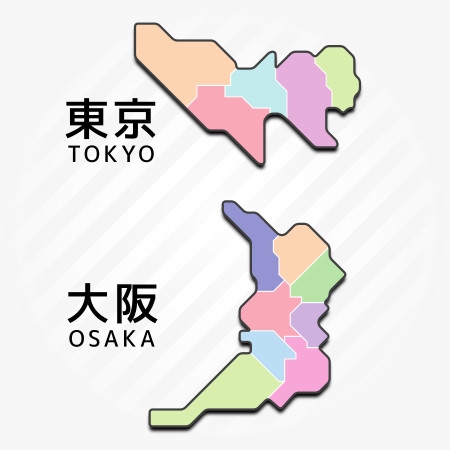 Buchiさんの事例 実績 提案 東京都と大阪府地図のベクターイラスト