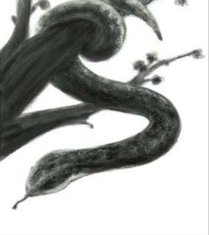 水墨画風の干支イラスト・まずは「巳」1点のみ（採用後に残11点