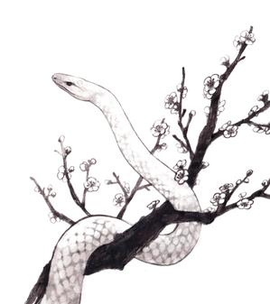 水墨画風の干支イラスト・まずは「巳」1点のみ（採用後に残11点