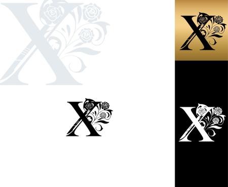 IandO (zen634)さんのアルファベットの「X」一文字に、「薔薇」と「メス」のモチーフを加えた「美容整形外科」のロゴへの提案