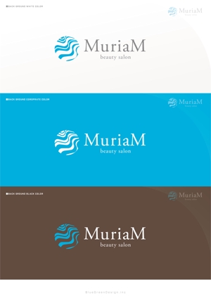 BlueGreen Design (BlueGreen_design_inc)さんの総合ビューティーサロン「MuriaM （ミュリアム）」のロゴへの提案