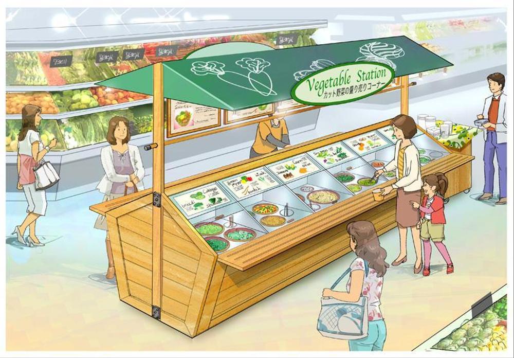 Freehandさんの事例 実績 提案 食品スーパーの野菜売り場のイラスト Freehandと申 クラウドソーシング ランサーズ