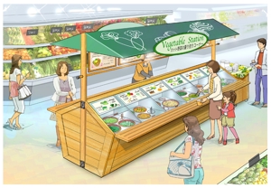 freehand (freehand)さんの食品スーパーの野菜売り場のイラストへの提案