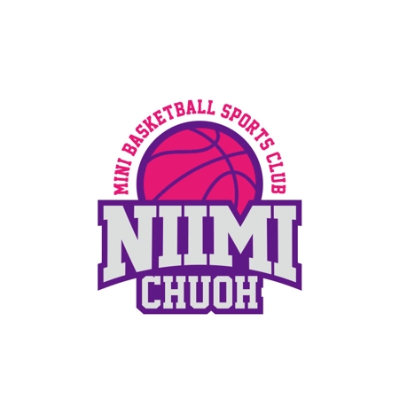sacon (sacon)さんの小学生のミニバスチームのロゴ　チームカラー「紫」チーム名「新見ミニバスケットボールスポーツ少年団」への提案
