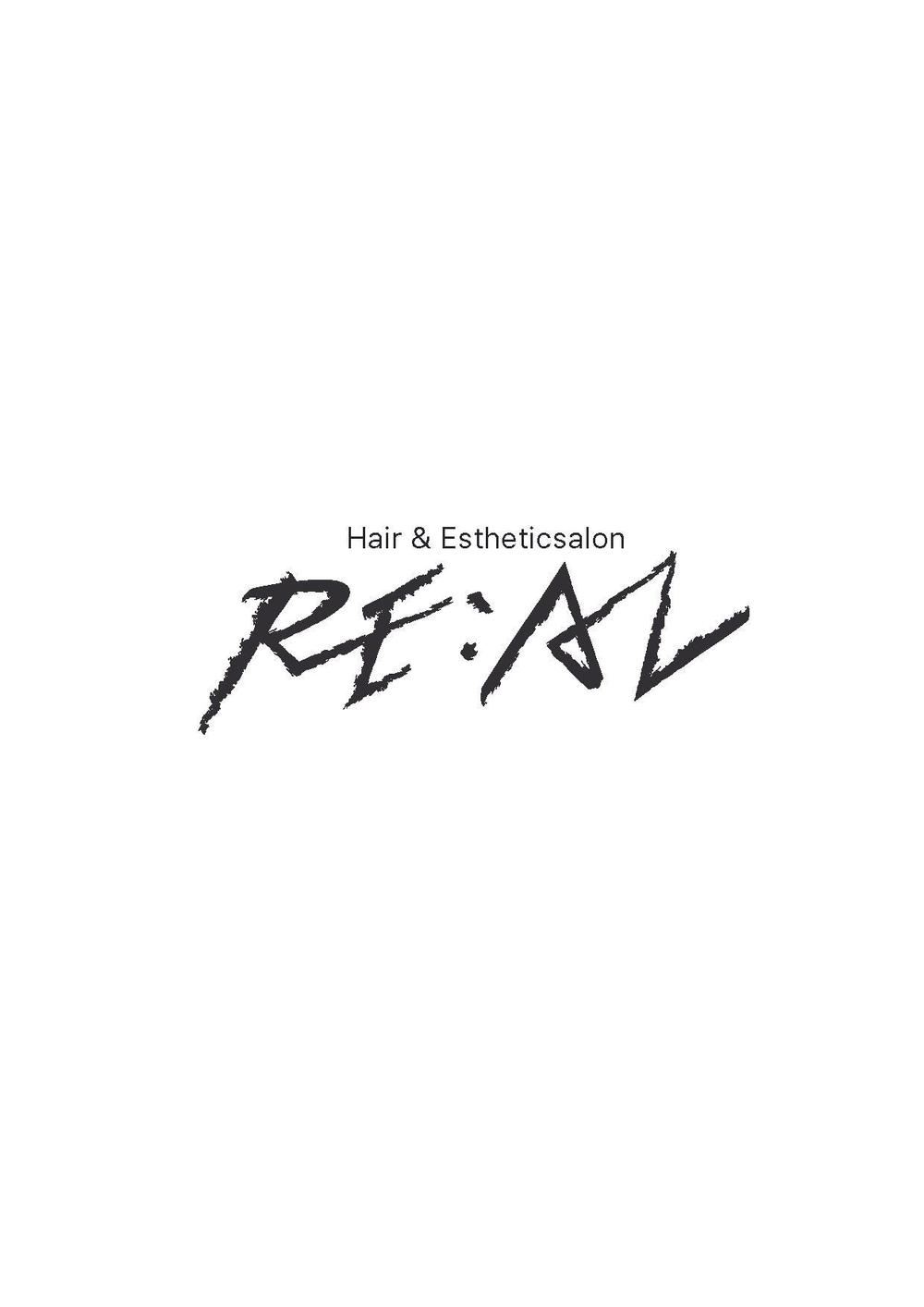 美容室とエステの複合サロン「hair&esthetic salon RE:AL」(リアル)のロゴ