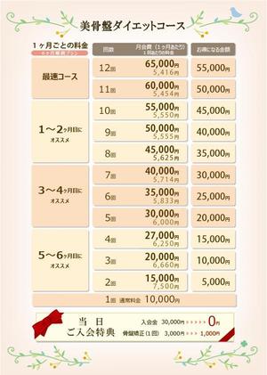 ほし (hoshi358)さんの【手書きの下書きあり】女性専用痩身サロンの料金表のデザイン（A３サイズ）への提案