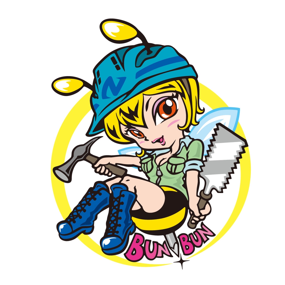 ミツバチ（女の子）のキャラクターロゴ