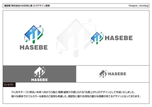 kometogi (kometogi)さんの建設業　株式会社HASEBE　名刺用ロゴへの提案