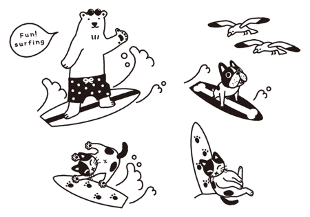 サーフィンをする動物のイラストの仕事 依頼 料金 イラスト制作の仕事 クラウドソーシング ランサーズ Id 1986212