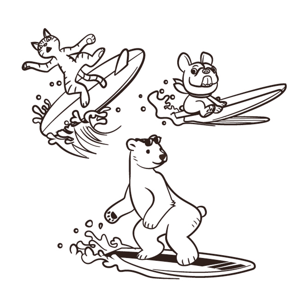Ima Gogoさんの事例 実績 提案 サーフィンをする動物のイラスト はじめまして京都大阪 クラウドソーシング ランサーズ