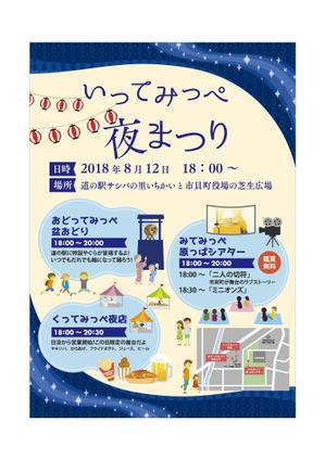 伊藤春菜 (ha_i)さんの栃木の小さな町《市貝町》「いってみっぺ夜まつり」のチラシへの提案