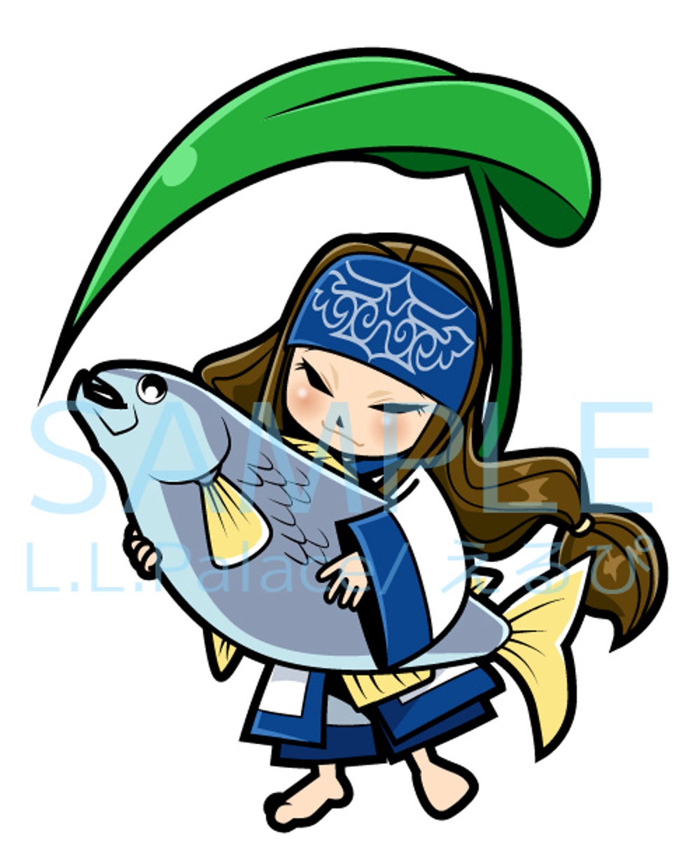 コロポックルと鮭のキャラクターデザイン