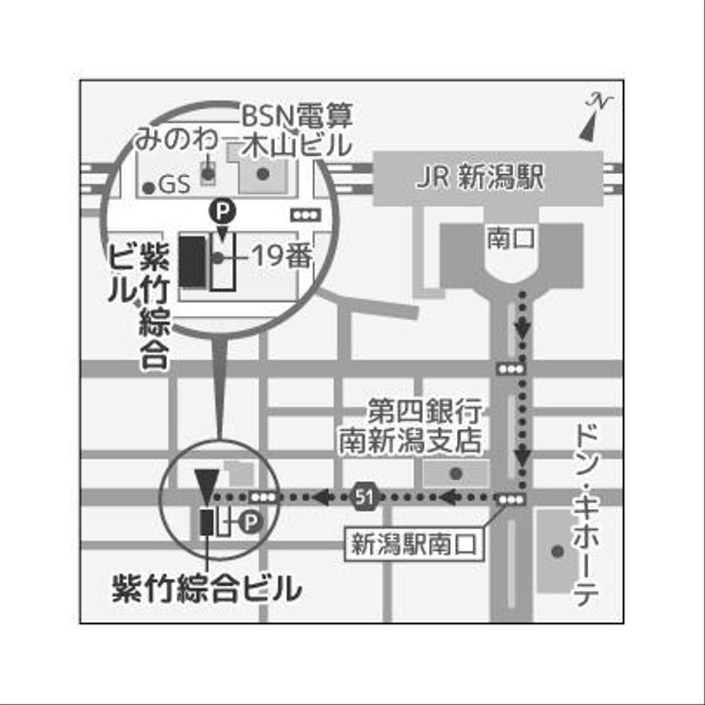 移転する事務所の案内地図の作成（名刺の裏に添付したい）