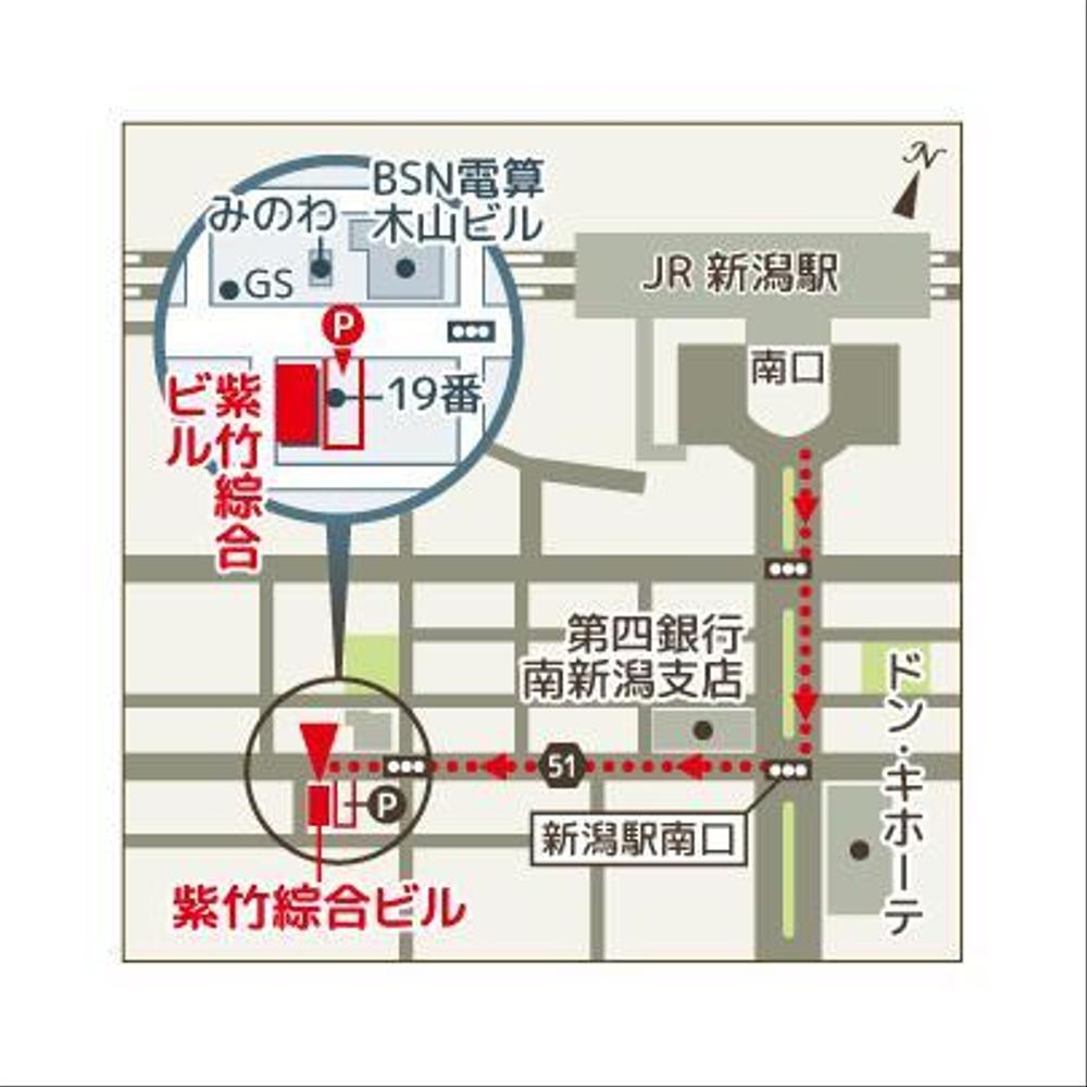 移転する事務所の案内地図の作成（名刺の裏に添付したい）