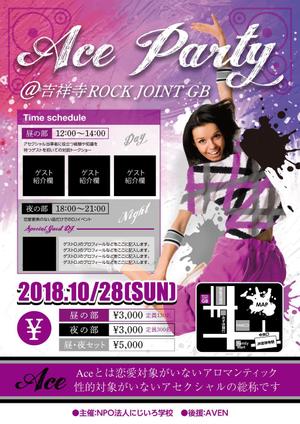 下村（デザイナー） (Galleryforest)さんの昼は講演会、夜はDJイベント「Ace　Party」のチラシへの提案